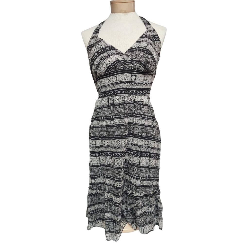 Sangria Women's Silk Summer Dress Size 6 Black Halter